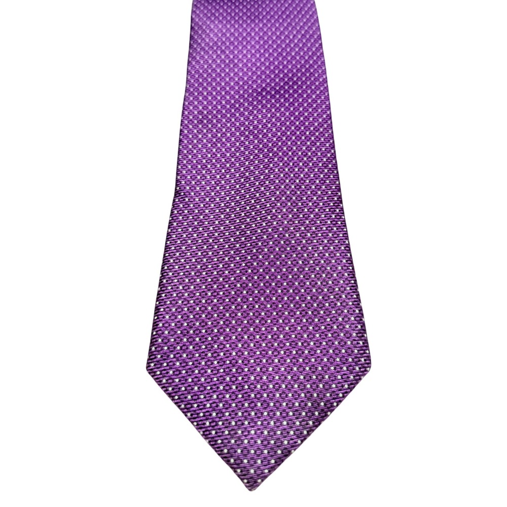 Ermenegildo Zegna Silk Necktie Purple Micro Dot Italian Luxury Business Tie